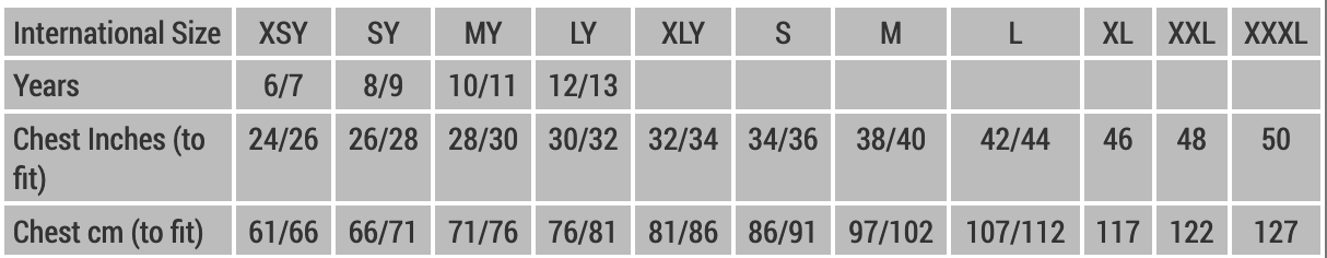 Quarter Zip Mid Layer Size Guide